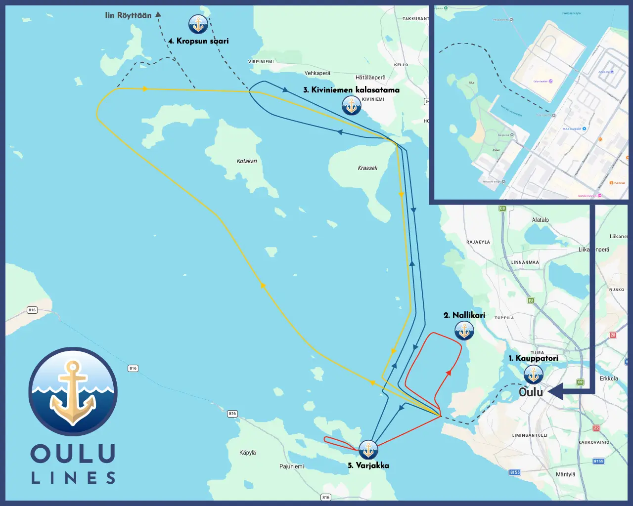 Oulu Lines -reittikartta